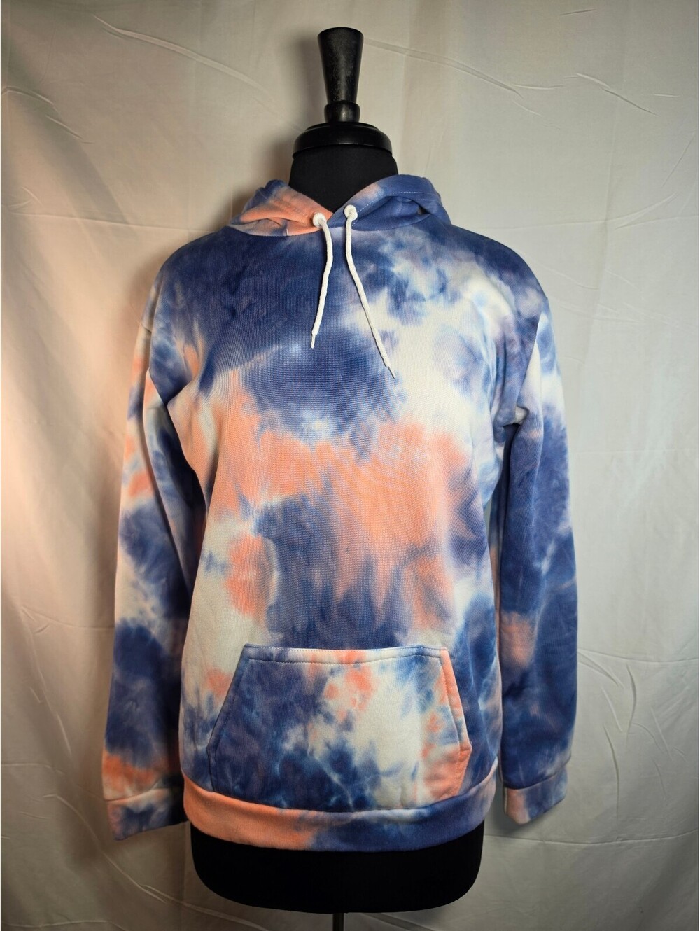 Blue Pink Tie-Dye Pullover Hoodie Sweatshirt XL